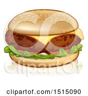 Poster, Art Print Of Cheeseburger With A Sesame Seed Bun Cheddar Tomato And Lettuce