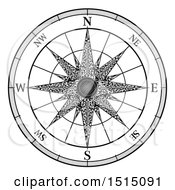 Poster, Art Print Of Black And White Map Compass Rose