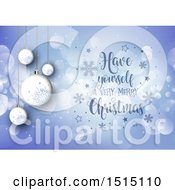 Clipart Of A Have Yourself A Very Merry Christmas Greeting With Flares And Ornaments Royalty Free Vector Illustration