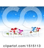 Poster, Art Print Of Snowy Christmas Background With Presents And Baubles