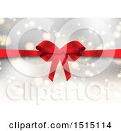 Clipart Of A Red Bow Over A Flare And Star Background Royalty Free Vector Illustration