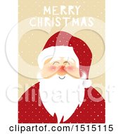 Clipart Of A Merry Christmas Greeting Over Santa Claus Royalty Free Vector Illustration