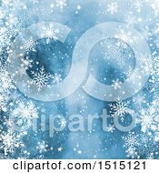 Poster, Art Print Of Blue Watercolor Background With Winter Snowflakes