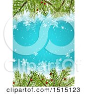 Poster, Art Print Of Christmas Background With Winter Snowflakes And Tree Branches