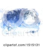 Clipart Of A Watercolor Snowman Waving To A Christmas Santa Flying His Sleigh Over A Winter Landscape Royalty Free Illustration