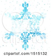 Poster, Art Print Of Blue Watercolor Snowflake On White