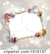 Poster, Art Print Of 3d Christmas Bauble Frame Over Stars Snow And Flares