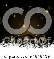 Poster, Art Print Of 3d Christmas Background With Black Ornaments On Snow With Stars