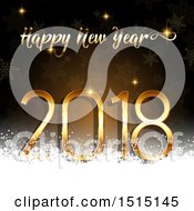 Clipart Of A Happy New Year 2018 Greeting With Snow And Snowflakes Royalty Free Vector Illustration