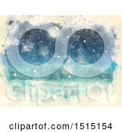 Clipart Of A Watercolor Snowy Winter Night Landscape Royalty Free Illustration