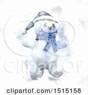 Poster, Art Print Of Happy Watercolor Snowman Walking