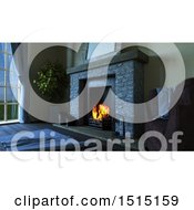 Poster, Art Print Of 3d Hearth With A Burning Fire