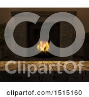 Poster, Art Print Of 3d Tablet Op With A Blurred Hearth With A Burning Fire