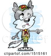 Clipart Of A Mad Pointing Female Wolf Scout Royalty Free Vector Illustration