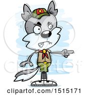 Clipart Of A Mad Pointing Male Wolf Scout Royalty Free Vector Illustration