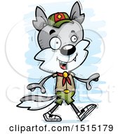Cartoon Clipart Of An Outlined Cute Baby Wolf Looking Over A Surface ...