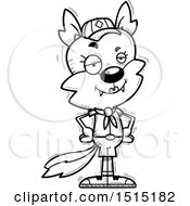 Clipart Of A Black And White Confident Female Wolf Scout Royalty Free Vector Illustration