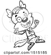 Clipart Of A Black And White Jumping Female Wolf Scout Royalty Free Vector Illustration
