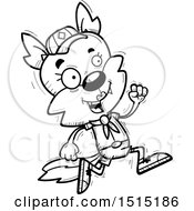 Clipart Of A Black And White Running Female Wolf Scout Royalty Free Vector Illustration