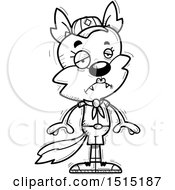 Clipart Of A Black And White Sad Female Wolf Scout Royalty Free Vector Illustration