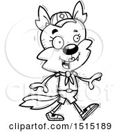 Clipart Of A Black And White Walking Female Wolf Scout Royalty Free Vector Illustration