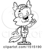 Clipart Of A Black And White Waving Female Wolf Scout Royalty Free Vector Illustration
