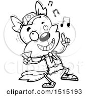 Clipart Of A Black And White Happy Dancing Male Wolf Scout Royalty Free Vector Illustration