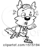 Clipart Of A Black And White Tired Running Male Wolf Scout Royalty Free Vector Illustration