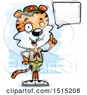 Clipart Of A Talking Female Tiger Scout Royalty Free Vector Illustration