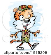 Clipart Of A Walking Female Tiger Scout Royalty Free Vector Illustration