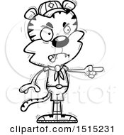 Poster, Art Print Of Black And White Mad Pointing Male Tiger Scout