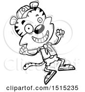 Poster, Art Print Of Black And White Jumping Male Tiger Scout
