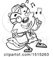 Clipart Of A Black And White Happy Dancing Female Chipmunk Scout Royalty Free Vector Illustration