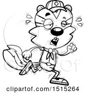 Clipart Of A Black And White Tired Running Female Chipmunk Scout Royalty Free Vector Illustration