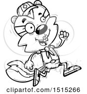 Clipart Of A Black And White Running Female Chipmunk Scout Royalty Free Vector Illustration