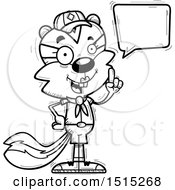 Clipart Of A Black And White Talking Female Chipmunk Scout Royalty Free Vector Illustration
