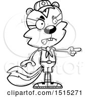 Clipart Of A Black And White Mad Pointing Male Chipmunk Scout Royalty Free Vector Illustration