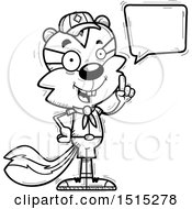 Clipart Of A Black And White Talking Male Chipmunk Scout Royalty Free Vector Illustration