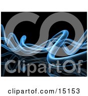 Wavy Blue Transparent Pipes Twisting Over A Black Background And Reflective Surface Clipart Graphic Illustration by 3poD