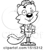 Clipart Of A Black And White Confident Male Squirrel Scout Royalty Free Vector Illustration