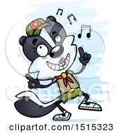 Clipart Of A Happy Dancing Female Skunk Scout Royalty Free Vector Illustration