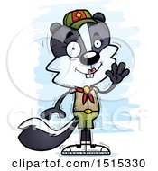 Clipart Of A Waving Female Skunk Scout Royalty Free Vector Illustration by Cory Thoman