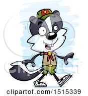 Clipart Of A Walking Male Skunk Scout Royalty Free Vector Illustration