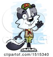 Clipart Of A Waving Male Skunk Scout Royalty Free Vector Illustration by Cory Thoman