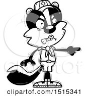 Clipart Of A Black And White Mad Pointing Female Skunk Scout Royalty Free Vector Illustration