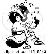 Clipart Of A Black And White Happy Dancing Female Skunk Scout Royalty Free Vector Illustration