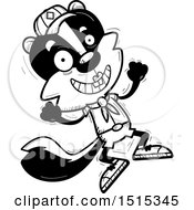 Clipart Of A Black And White Jumping Female Skunk Scout Royalty Free Vector Illustration