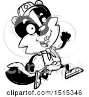 Clipart Of A Black And White Running Female Skunk Scout Royalty Free Vector Illustration