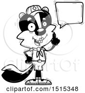 Clipart Of A Black And White Talking Female Skunk Scout Royalty Free Vector Illustration