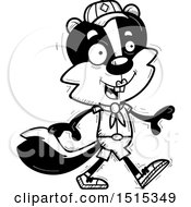 Clipart Of A Black And White Walking Female Skunk Scout Royalty Free Vector Illustration